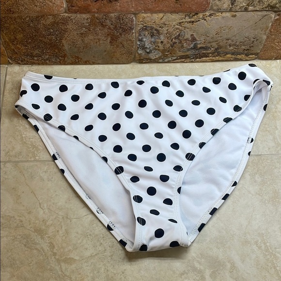 Nicole Miller Bottom Bikini Polka Dot Tankini Swim White Black Size L - Picture 2 of 9
